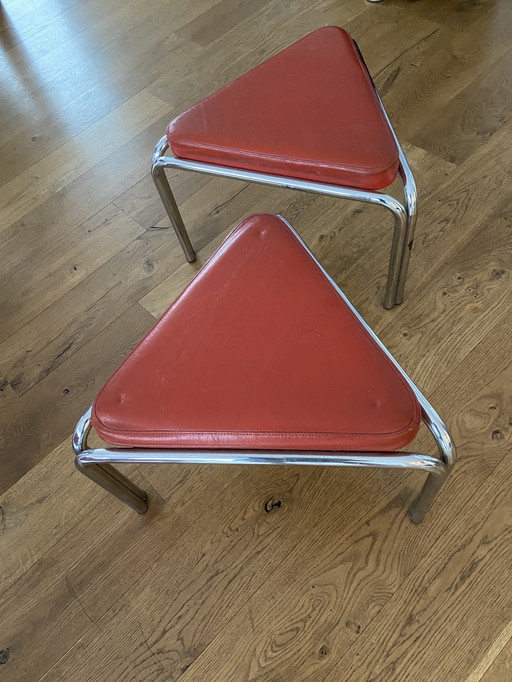 Two stools, vintage, chrome, imitation leather