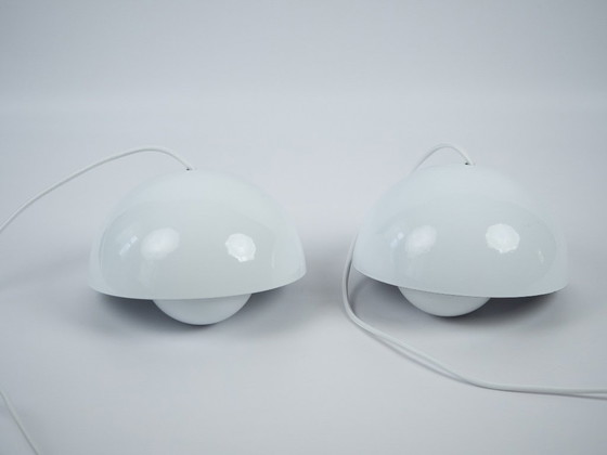 Pair Of 2 Danish Vintage Lamps Flowerpot By Verner Panton, Louis Poulsen, 1968 – Pendant lamps, Other (photo 9 of 12)