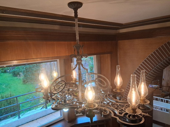 Image 1 of Handcrafted Wrought Iron Set of 3 Lusters