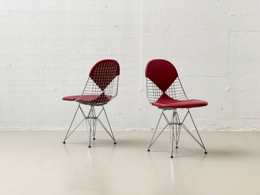 2 Bikini-stoelen van Vitra met rood leer, jaren 80