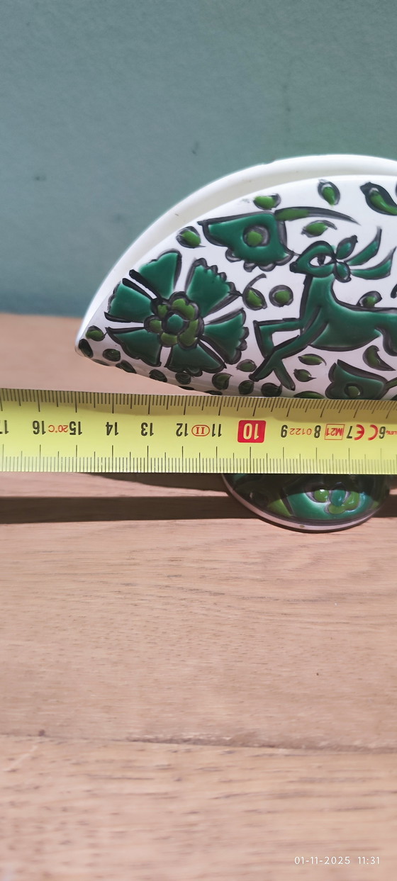 Image 1 of Vintage Napkin Holder with Green Design