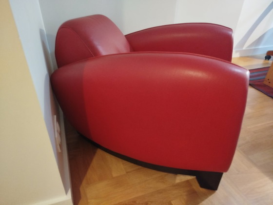 Image 1 of Bugatti designfauteuil in rood leer (model Franz Romero, jaren 90)