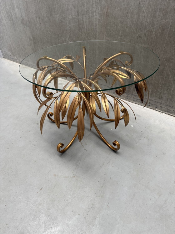 Image 1 of Hans Kögl Side Table Palm Leaves Gold Leaf 1970s