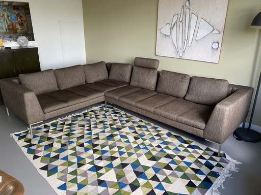 Canapé d'angle Montel Tristan en tissu marron