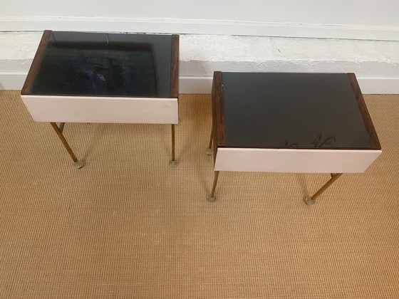 Image 1 of Paar Chevets aus Palisander und Leder, Italien, 1960