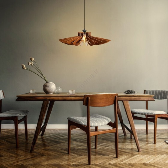 Image 1 of Portugese modulaire houten hanglamp in Scandinavische vintage stijl