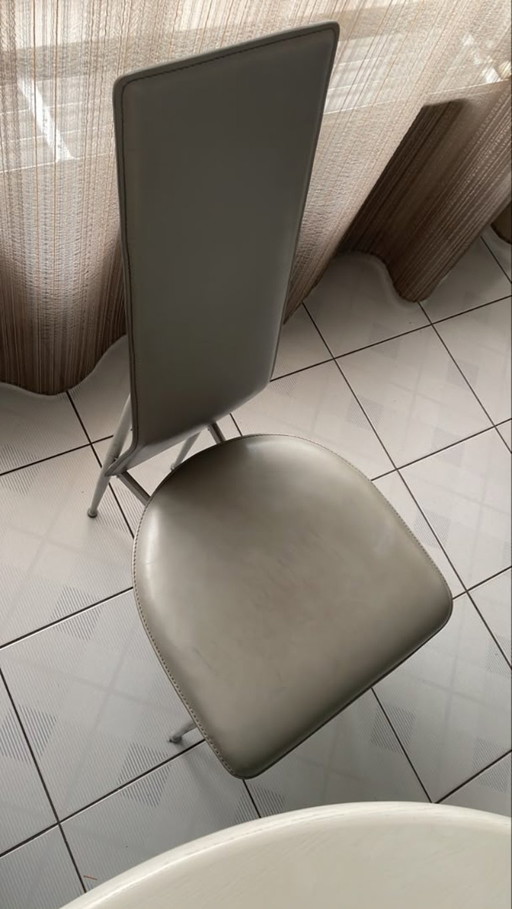 Fasem S/44 by Giancarlo Vegni – Set of 6 – eetkamerstoelen, Leather, Metal