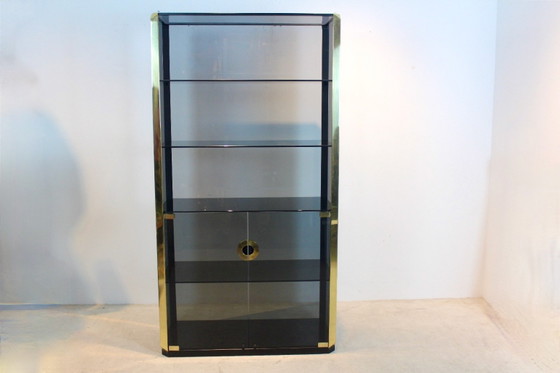 Willy Rizzo Smoked Glass Cabinet for Mario Sabot 1970, Sideboard cabinet, polished steel, Brass (photo 2 of 12)