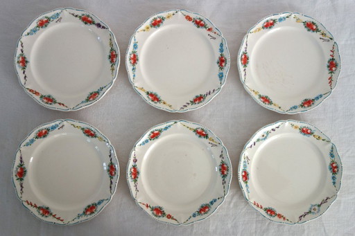 6 Vintage Hand-Decorated Dessert Plates by Villeroy & Boch
