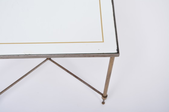 Image 1 of Hollywood Regency Brass and Glass Nesting Tables in the Style of Maison Jansen, Set of 3
