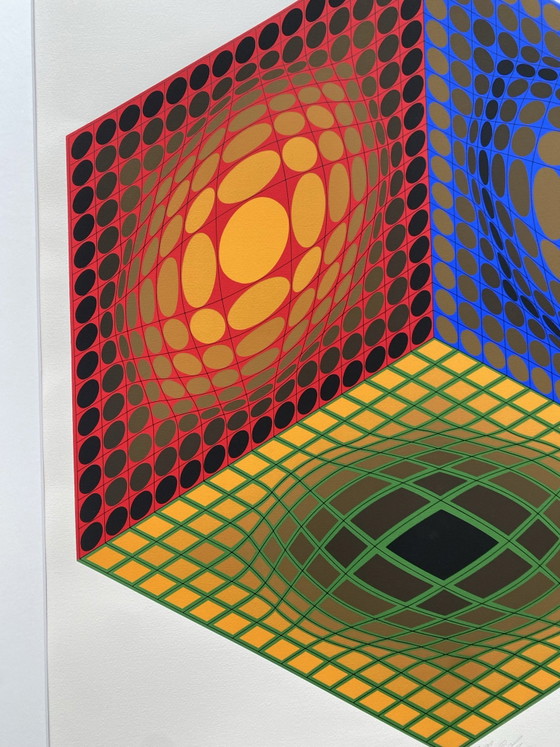 - Victor Vasarely « ST » Kleurenzeefdruk, 1968, gesigneerd, – Litho's & Zeefdrukken, Papier (photo 7 of 8)
