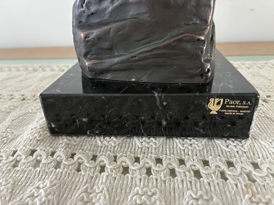 Image 1 of Paor S.A. Madrid – Buste féminin signé – Patine bronze – Socle en marbre
