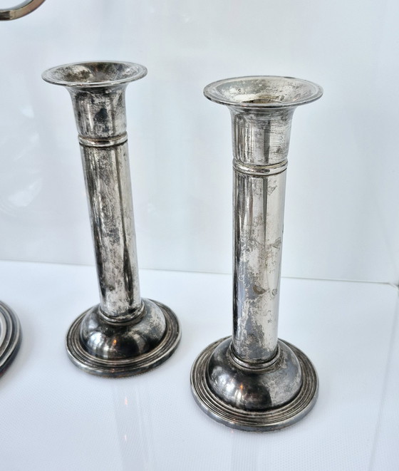 Image 1 of Collezione di 11 candelieri vintage placcati in argento (ottone) di varie epoche