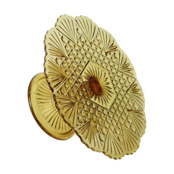 Image 1 of Art Deco Amber Taartplateau