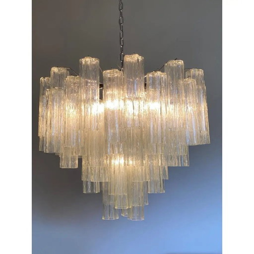Contemporary Champagne "Tronchi" Murano Glass Chandelier in Venini Style