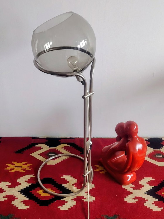 Image 1 of Modernist bauhaus glass ball floor lamp. Designer: Házi Tibor
