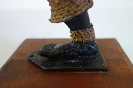 Image 1 of Gilded bronze and black statuette of Prince Rama, Thailand