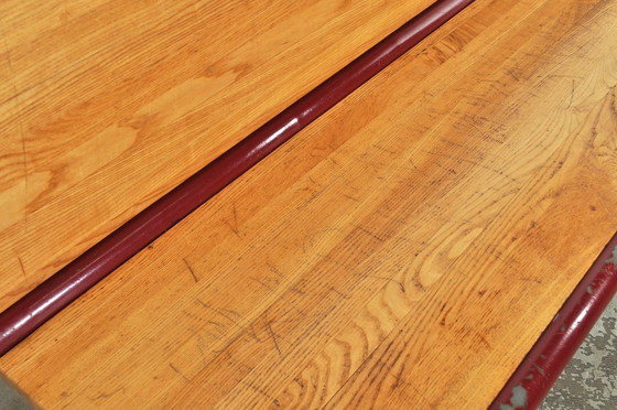 Image 1 of Pupitres d'écolier vintage en chêne, 250 cm, années 1950