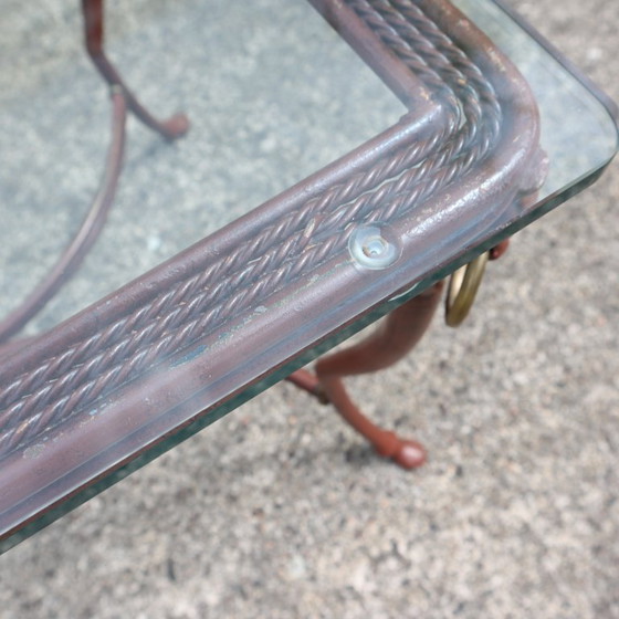 Image 1 of Tavolino da caffè francese d'epoca in ferro e vetro - Tavolino da cocktail - Tavolino da salotto - Anni '80