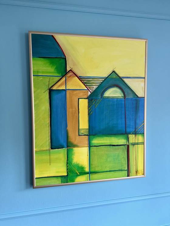 Image 1 of Painting by Anke Peddemors Neon Houses
