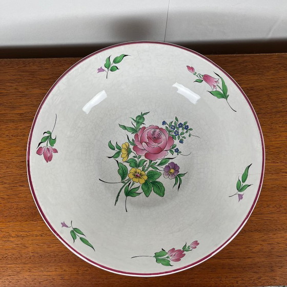 Image 1 of Set de 4 assiettes plates + 1 saladier Luneville Reverbere Yvonne