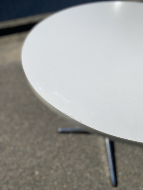 1970s Chrome Space Age Side Table Vintage Table Round Coffee Table, Wood, White (photo 8 of 9)