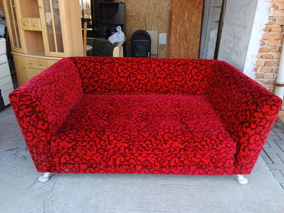 Bretz Monster Sofa / Red Rose Pattern Velvet Couch / Luxury German Design – Couches, Vintage (photo 3 of 7)