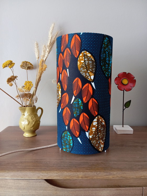 Image 1 of Lampenschirm aus farbigem Wax-Stoff, einzigartige Kreation