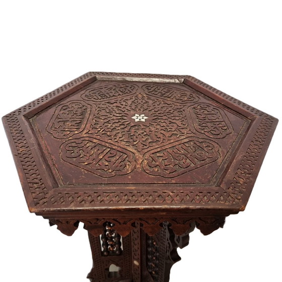 Image 1 of Antiek Syrisch Bijzettafeltje Met Parelmoer, Begin 20e Eeuw