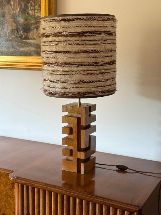 Image 1 of Hollywood-Regency-Tischlampe aus Holz, Frankreich, 1970er Jahre