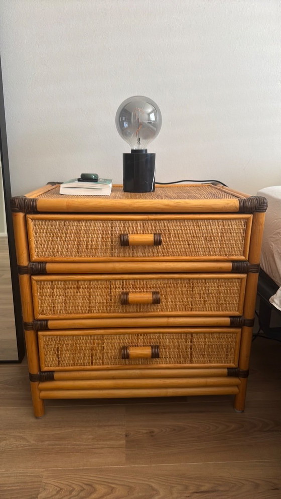 Vintage Rotan/Bamboo Cabinet – Nachtkastjes, Rattan, Wood (photo 5 of 6)