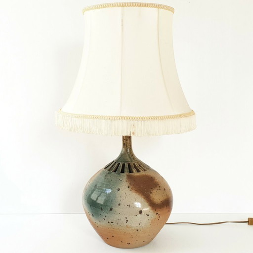 Vintage tafellamp uit de jaren 70 van steengoed met verzonken signatuur, jaren 70