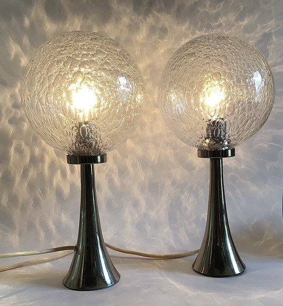 Image 1 of 2 vintage bubble glass table lamps