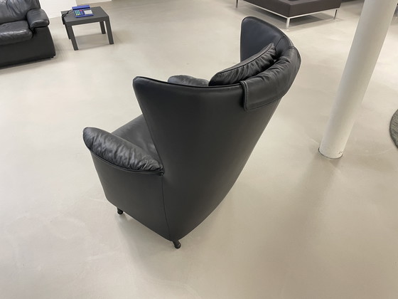 Image 1 of Fauteuil lounge De Sede Club, fauteuil à oreilles, fauteuil en cuir noir