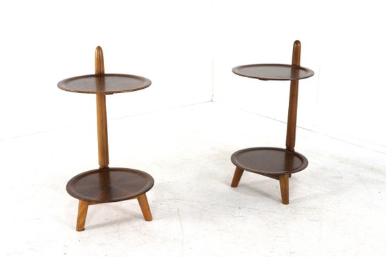 Image 1 of Set van 2 Edmund Jørgensen voor Patent ANM bijzettafeltje / nachtkastjes vintage Deens