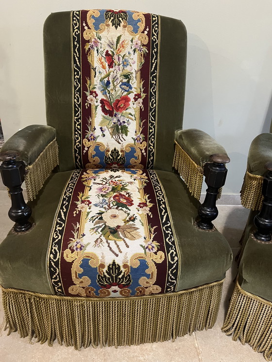 Image 1 of Coppia di poltrone in velluto