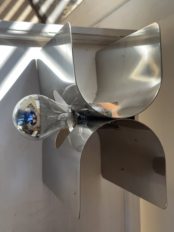 Image 1 of Paire d’appliques Harvey Guzzini Italie - Metal Chromé - Space Age années 70