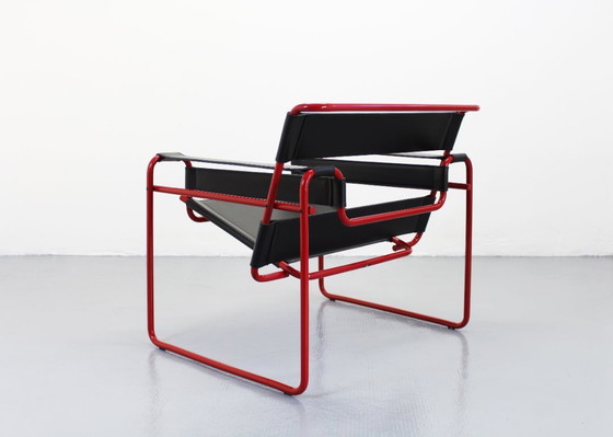 Image 1 of Wassily Chair Black Leather Marcel Breuer Knoll Seats