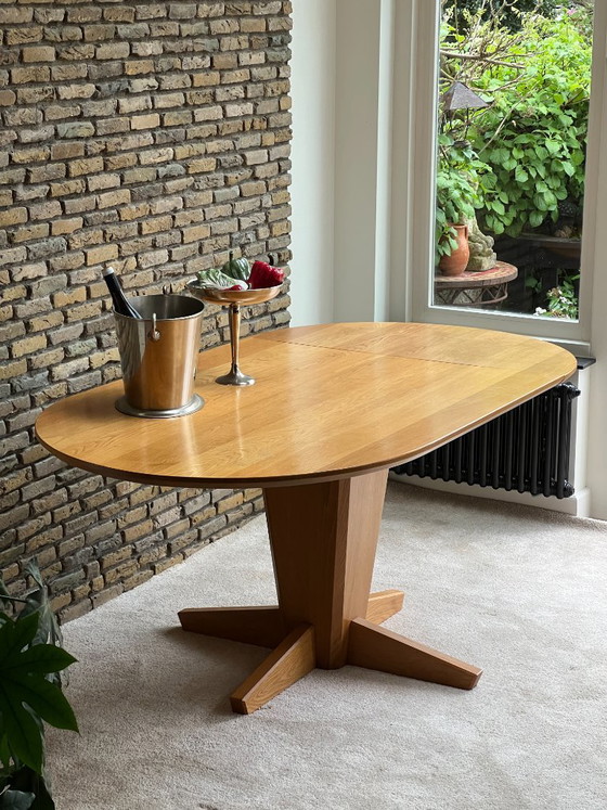 Image 1 of Danish oak dining table - Vintage Scandinavian design - drop-leaf
