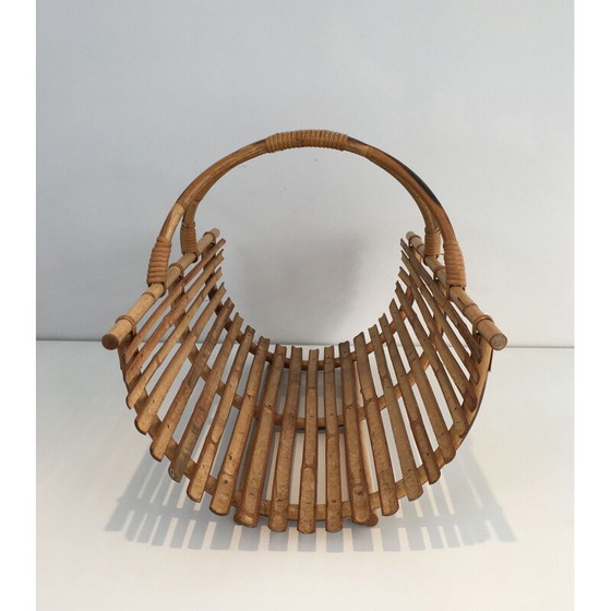 Image 1 of Vintage rattan firewood holder, 1970