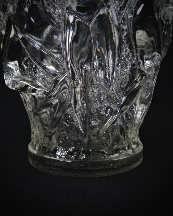 Image 1 of Lalique Bacchantes unsigned vintage clear crystal vase mid 20th century