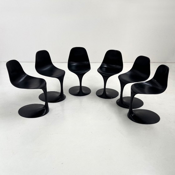 Set di 6 sedie da pranzo nere disegnate da Rudi Bonzanini per Tecnosalotto, anni '60. – Fiberglass (photo 10 of 16)