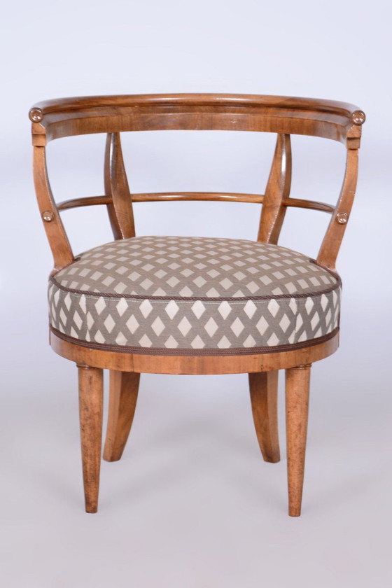 Restored Biedermeier Armchair, Cherry Tree, Upholstery, Austria, 1820s – Textile, Wood (photo 3 of 10)