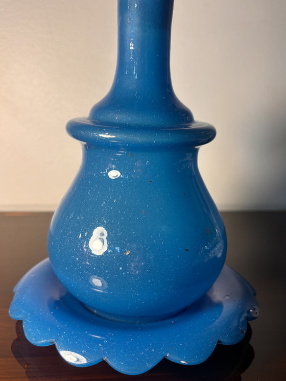 Image 1 of Blue flag carafe Opaline de Bercy