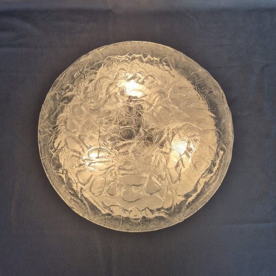 Image 1 of Lámpara de techo o pared empotrada Doria Leuchten Ice/Bubble Glass Ø38cm Cromada Estilo Space Age años 60/70 3xE27 Vintage