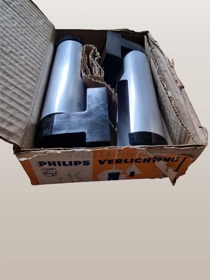 Image 1 of Dutch design - Philips - NWD 114/00 - wandverlichting - Fuga - zilver - 70's set van 2
