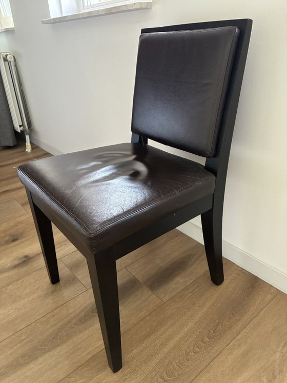 Dark Brown Louis XVI Dining Chairs by Christian Liaigre, Wood, Leather (photo 3 of 5)
