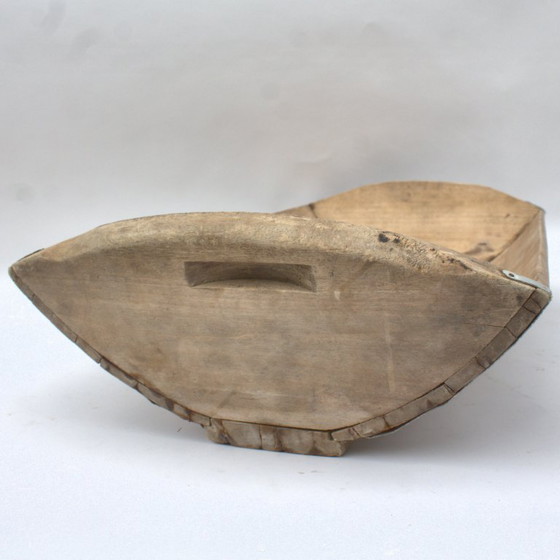Image 1 of Grand pétrin ancien en bois, 77 cm, 30,31 pouces, bol à pain. Fabrication artisanale française.