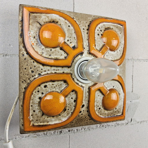 Vintage ceramic orange (60s/70s) fat lava wall lamp (West Germany) ceiling lamp