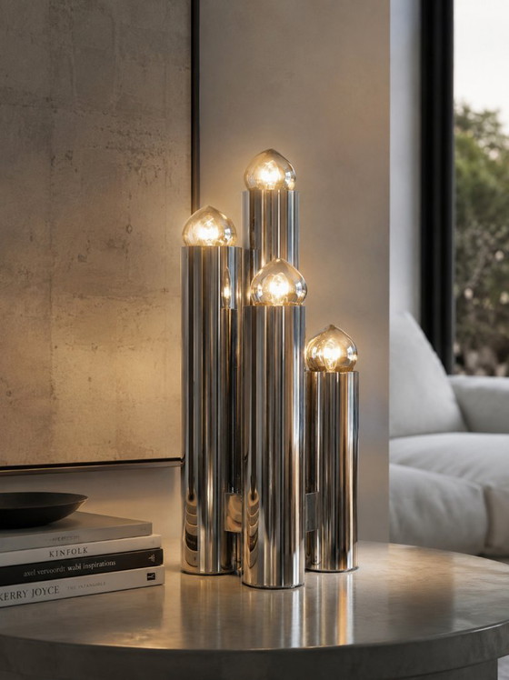Image 1 of Mid-Century Modern Chrome Table Lamp by Gaetano Sciolari, 1970s